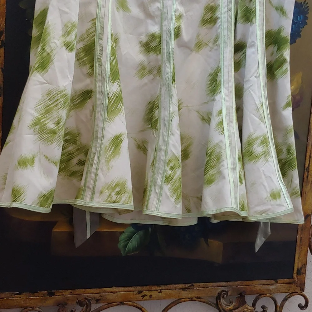 Y2K Old Navy Cotton Panel Wavy Flare Skirt w/Satin Sash, Waist 35 in. (Spr 2006) - Picture 2 of 8